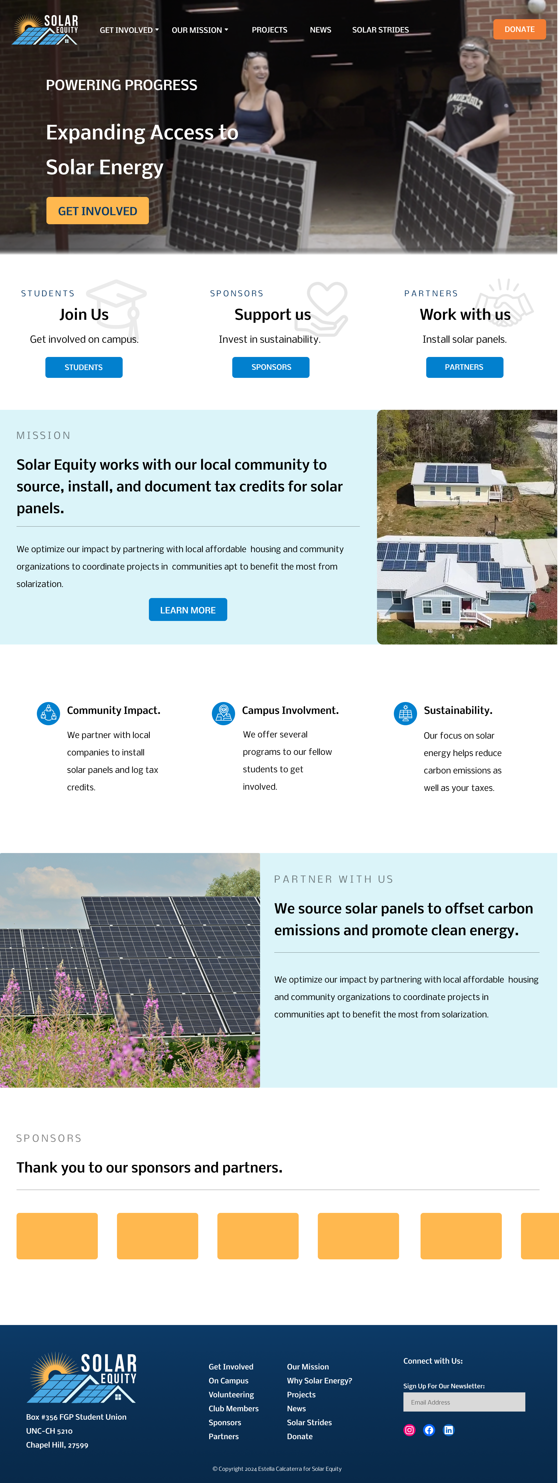 Homepage directs users to correct user flow.