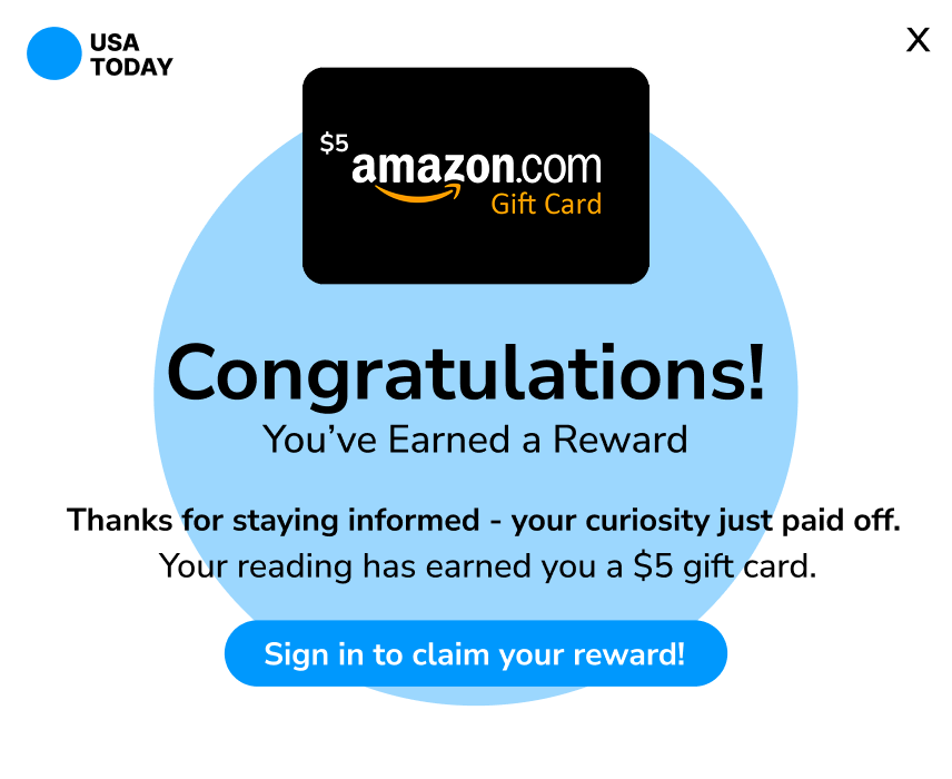 Ad reading 'congratulations, you earned a reward', showing a gift card.