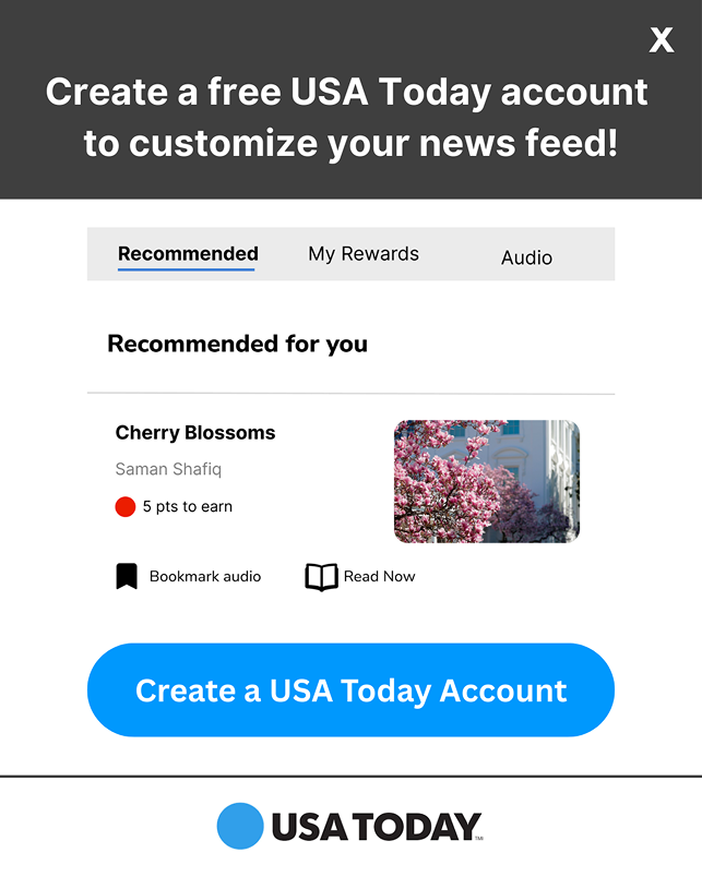 Ad encouraging user to sign up to customize their news feed.