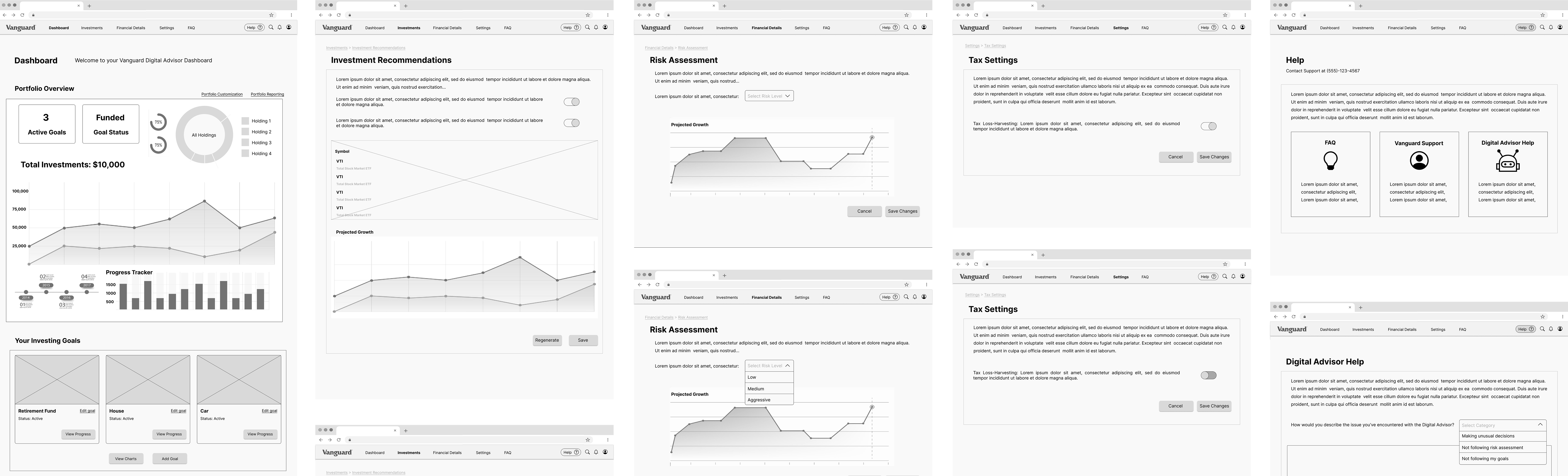 A collection of low-fidelity wireframe models.